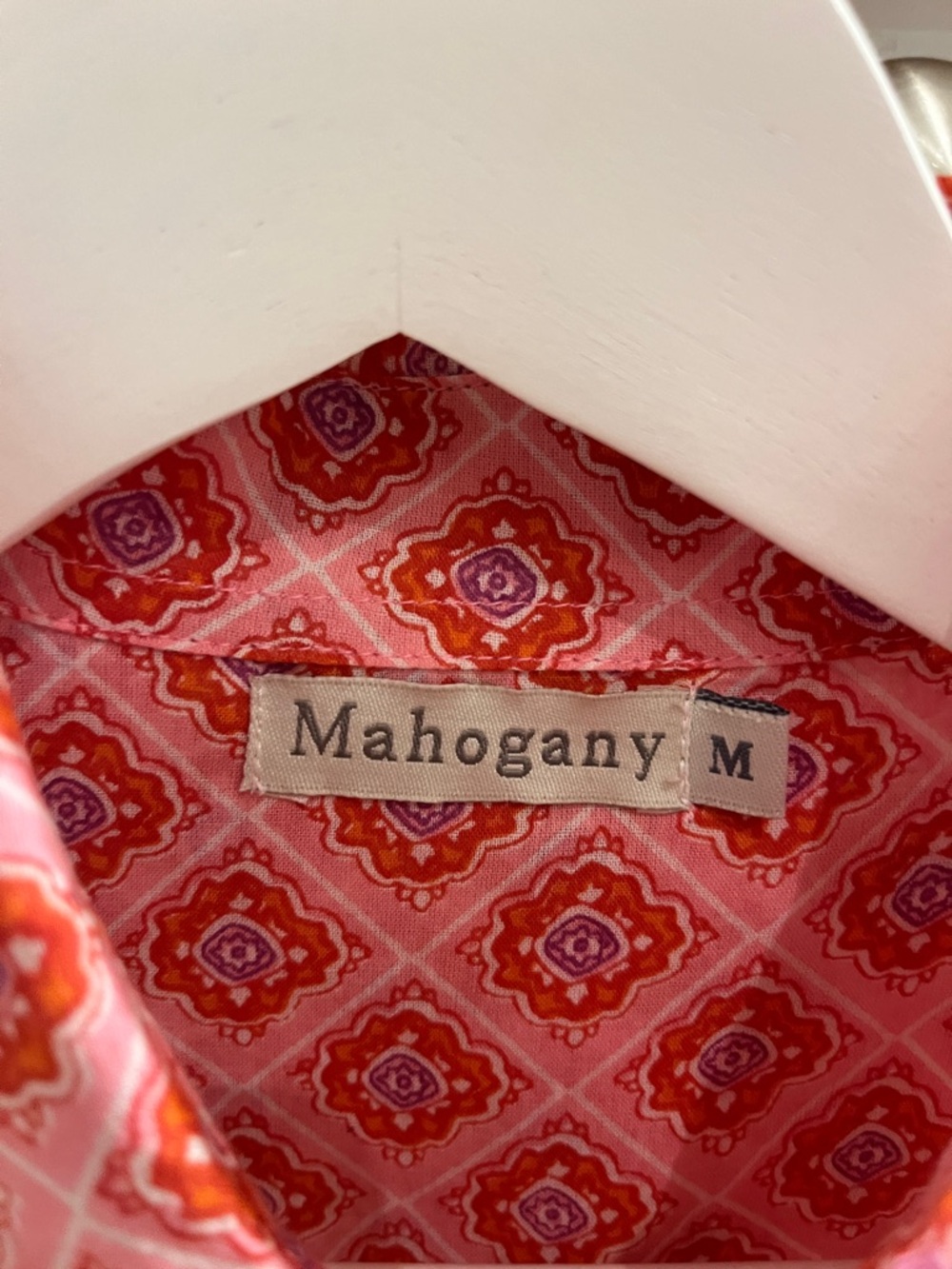 Mahogany Pink Patterned Button-Front Blouse - Picture 2 of 2